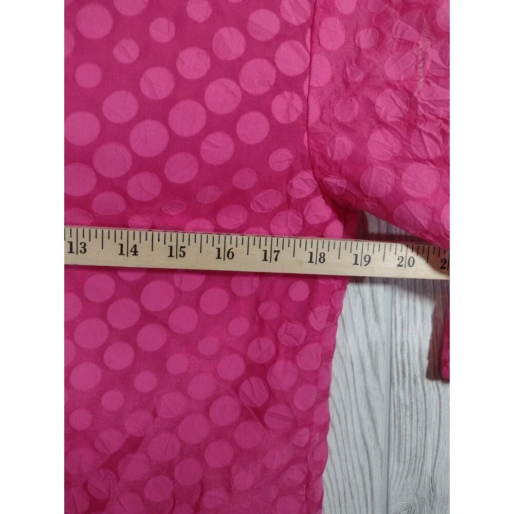 Tommy Hilfiger Blouse Women's Pink Top Small Petite Sheer Polka Dot Bell Sleeve